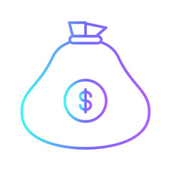 money finance icon with purple blue outline style. icon, business, finance, sign, symbol, vector, line. Vector illustration