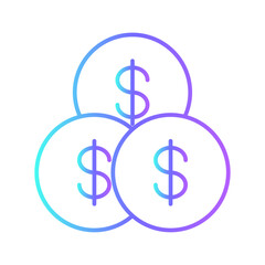 coin finance icon with purple blue outline style. finance, business, calculator, money, set, icon, bank. Vector illustration