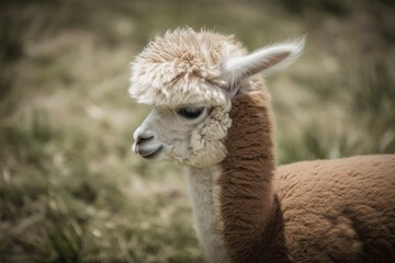 Obraz premium Natural alpaca baby. Generative AI