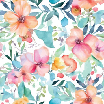Seamless Floral Watercolor Vector Pattern Artistic Nature Inspired Design