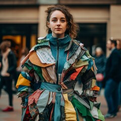 fashion utilizing renewed and sustainable clothing eco friendly and green, ai generated