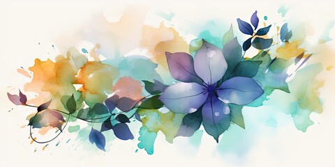 watercolor floral background generative AI Art
