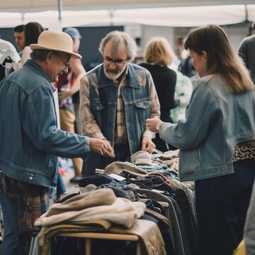 fashion shopping on a bargain and deal, thrift stoere, fashionable, eco friendly, renewable, ai generated