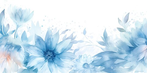 Watercolor blue floral background Generative Art