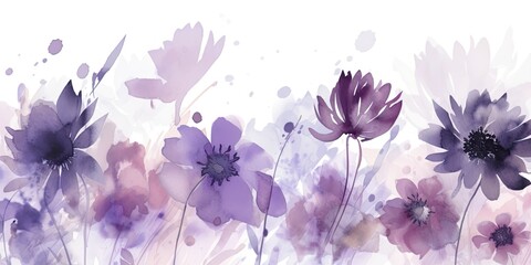 Watercolor Flowers creating a background with space for Copy  - Generative AI Art