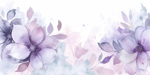 Fototapeta na wymiar Watercolor purple floral background Generative Art