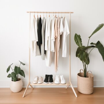 thrifty, eco friendly, sustainable, fashion store and display, ai generated