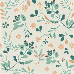 simple seamless delicate floral themed pattern, Generative AI