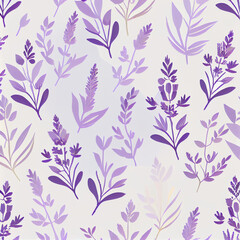 Simple seamless delicate lavender themed pattern, Generative AI
