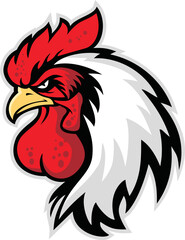 Rooster head mascot logo isolated on white background