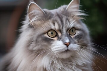 Naklejka na ściany i meble grey cat kitty white eyes pink nose. Generative AI