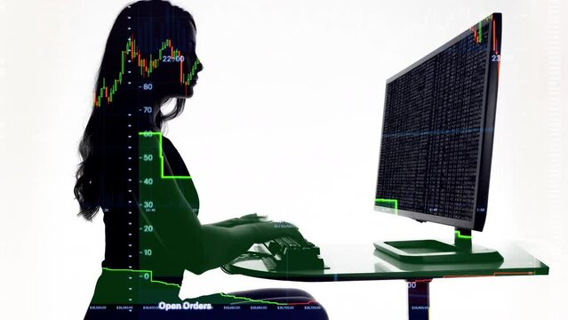 Female on a computer trading