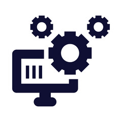 computer, monitor, gear, setting, update, software, computer software update icon