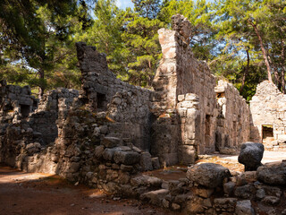 Fototapeta premium Ruins of Roman baths in Phaselis, ancient Lycian city in Antalya Province, Turkey.