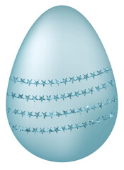 Blue Easter Egg with Glitter Pattern