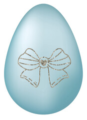 Blue Easter Egg with Glitter Pattern