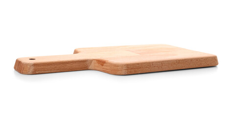 Clean wooden cutting board isolated on white background