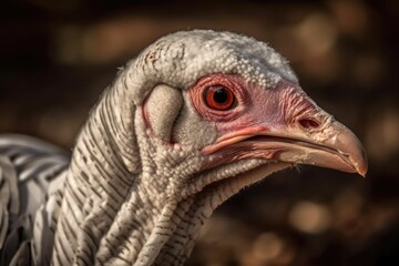 Turkey fowl head close up in picture. Generative AI