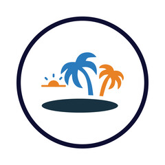palm tree, tree, sun, summer icon