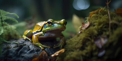 Photography of a frog in the forest.
