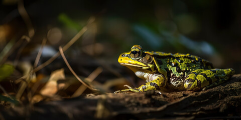 Fototapeta premium Photography of a frog in the forest.