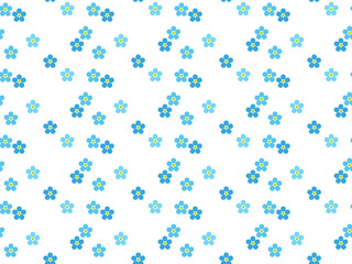 Fototapeta na wymiar 青色の小さい花のかわいいシームレスパターン