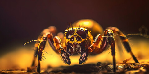 macro photography of a Spider in nature, nature background