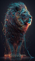 Head of a Lion on a Black Background Created with Generative Ai Technology