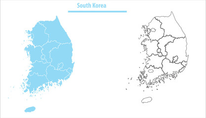 south korea map illustration vector detailed south korea map with regions	