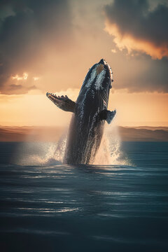 whale jump over water wildlife photography.