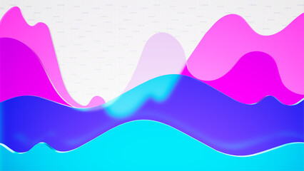 Waveform statistics of different colors on white stage, theme of profitability, finance, sustainability among others, 3d rendering