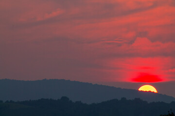 Smoky sunset in the Appalachian mountains of Virginia