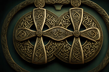 a celtic cross on a dark background - Generative AI