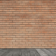 Room with brick wall and wooden floor