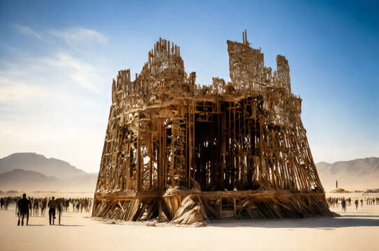 the burning man festival is a huge event in the desert - Generative AI