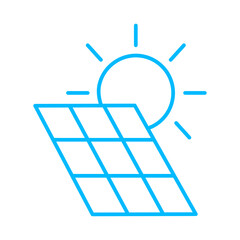 Solar panel eco-friendly icon with blue outline style. eco, green, ecology, environment, energy, nature, recycle. Vector illustration