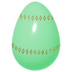 Light Green 3D Easter Egg with Gold Glitter Stars
