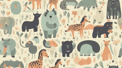 Fototapeta premium Wildlife Wonderland Pattern