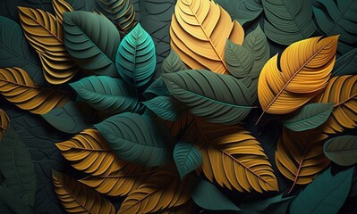 colorful leaves abstract background. Generative AI