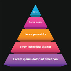 Pyramid Infographic, funnel pyramid business infographic with 5 charts. Template can be edited, recolored, editable. EPS Vector	
