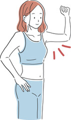 二の腕が細い女性のイラスト素材