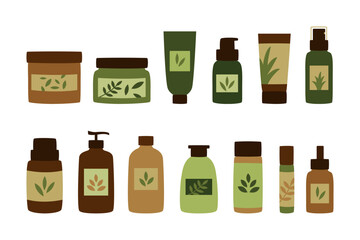 Skincare product element vector illustration set