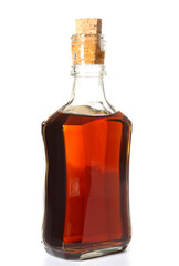 Bottle of rum on white background