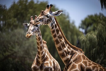 The largest ruminant and tallest of all extant land dwelling animal species is the giraffe (Giraffa camelopardalis), an African even toed ungulate mammal. Generative AI