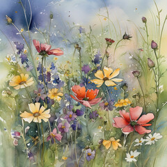 Wildflower Meadow watercolor 
