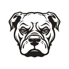 angry pitbull, logo concept black and white color, hand drawn illustration