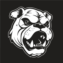 angry bulldog, logo concept black and white color, hand drawn illustration