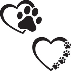 Heart and Paw, Dog paw print, Dog love, Cat love © Anucha
