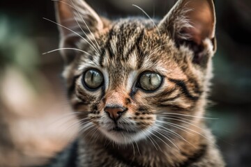 Fototapeta premium closeup of a lovely brown tabby kitten. Generative AI