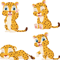Obraz na płótnie Canvas Set of little leopard cartoon